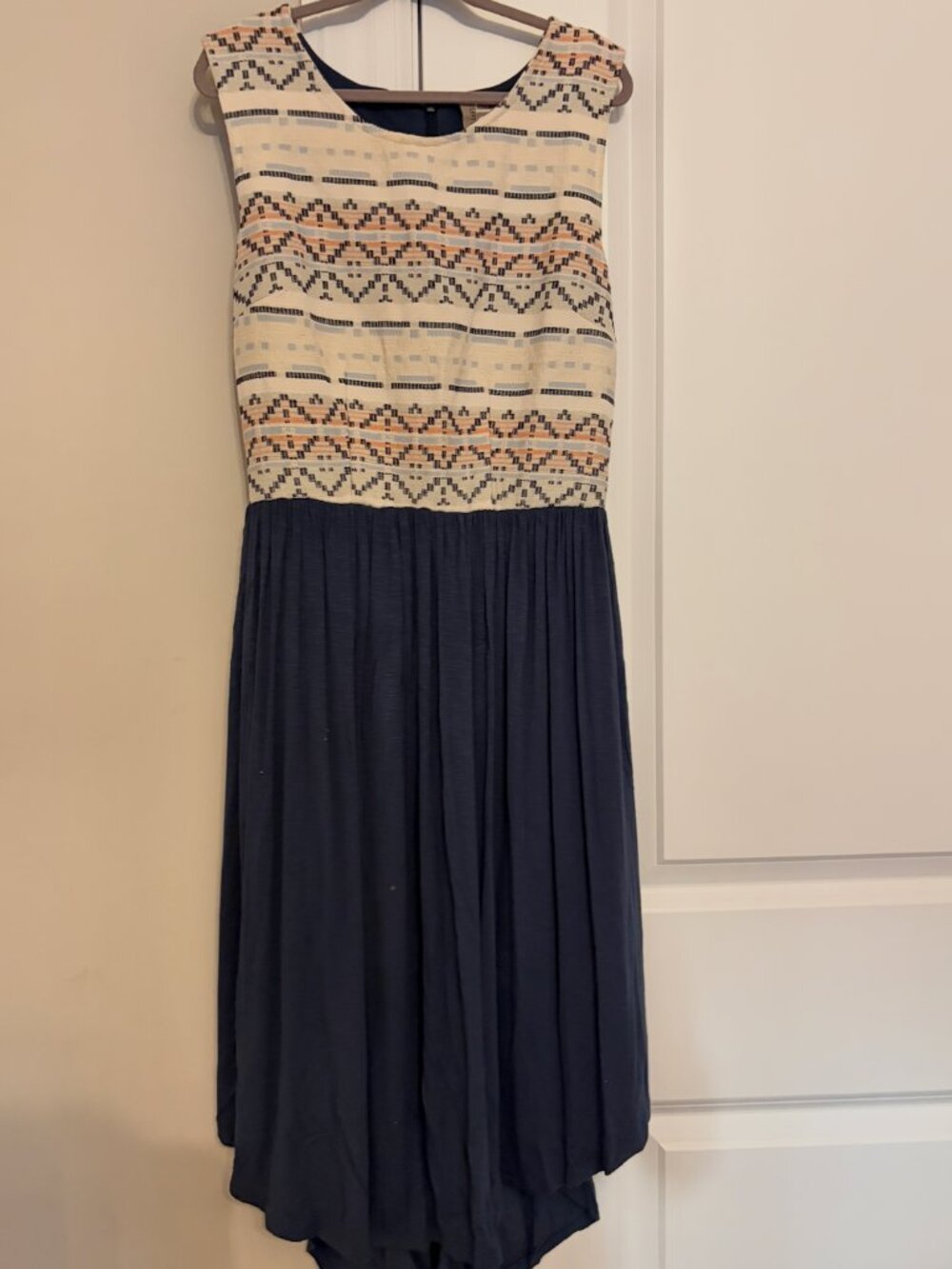 Dolan Left Coast Collection XS Navy Embroidered High Low Midi Dress Boho